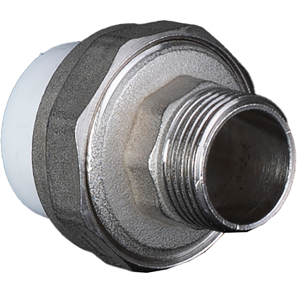 Olandez cu filet metalic exterior, 40 mm x 1/4'' FE, polipropilena, alb