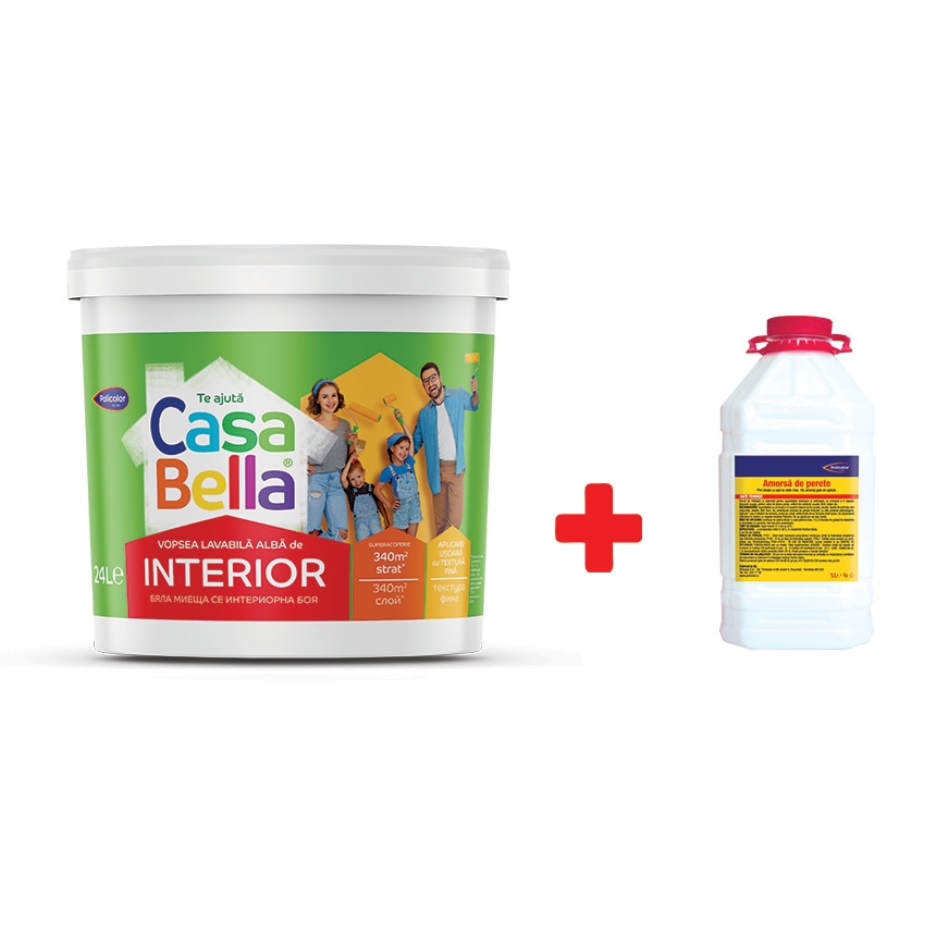 Vopsea lavabila, interior, 24 L + amorsa 5 L Casabella