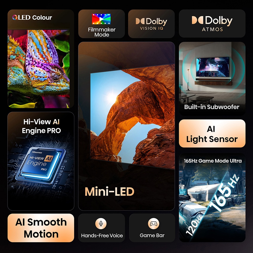 Televizor Mini-LED ULED  Smart HISENSE 100U7Q, Ultra HD 4K, 253cm