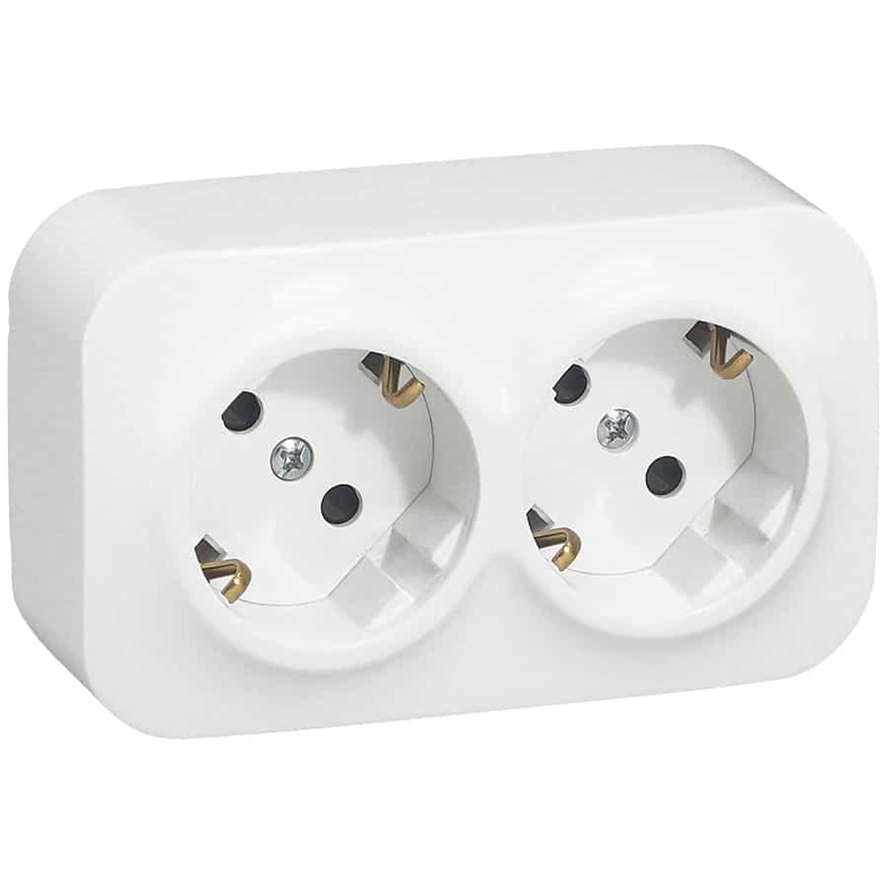 Priza dubla LEGRAND, interior, IP21, 16A, alb