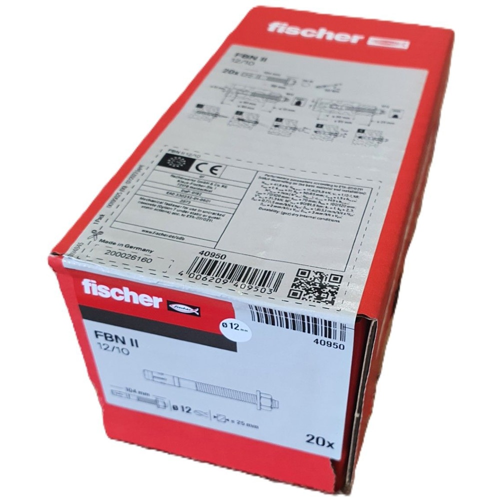 Ancora metalica FISCHER FBN II, 12 x 105 mm, 20 buc, argintiu