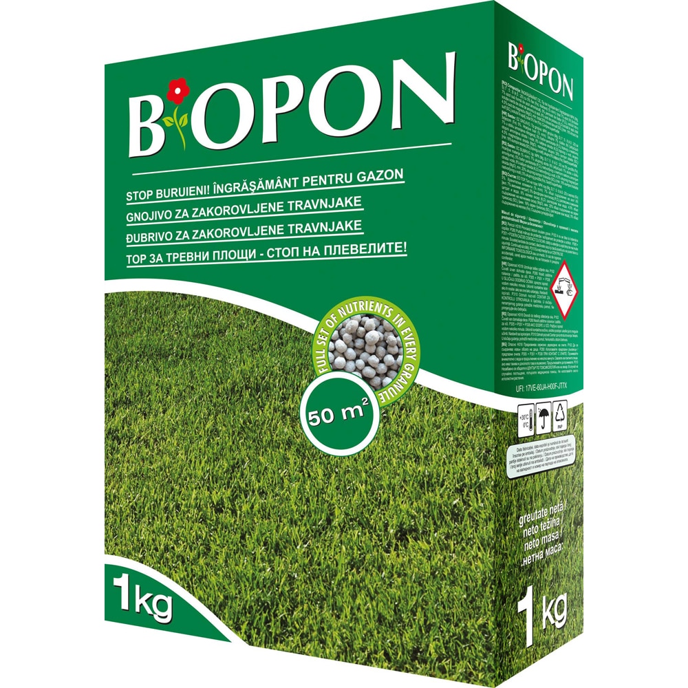 Ingrasamant pentru gazon impotriva buruienilor Biopon, 1 kg