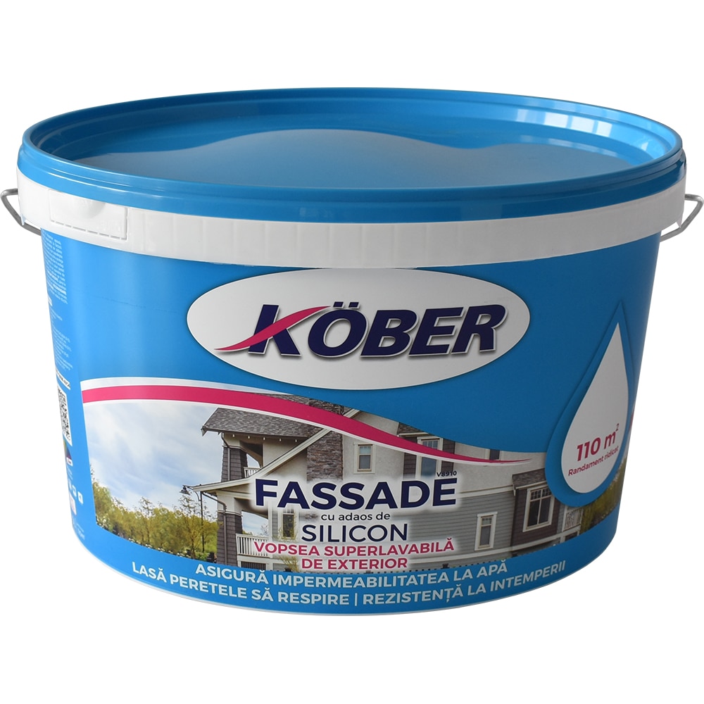 Vopsea lavabila exterior KOBER Fassade, 8.5L