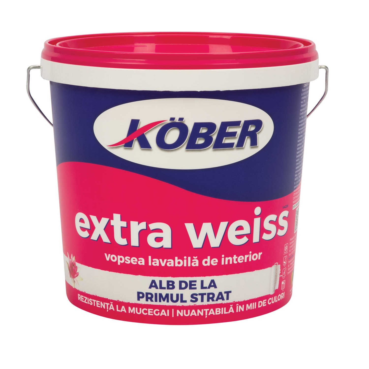 Vopsea lavabila Kober Extra Weiss, alb, 8.5 L, Interior
