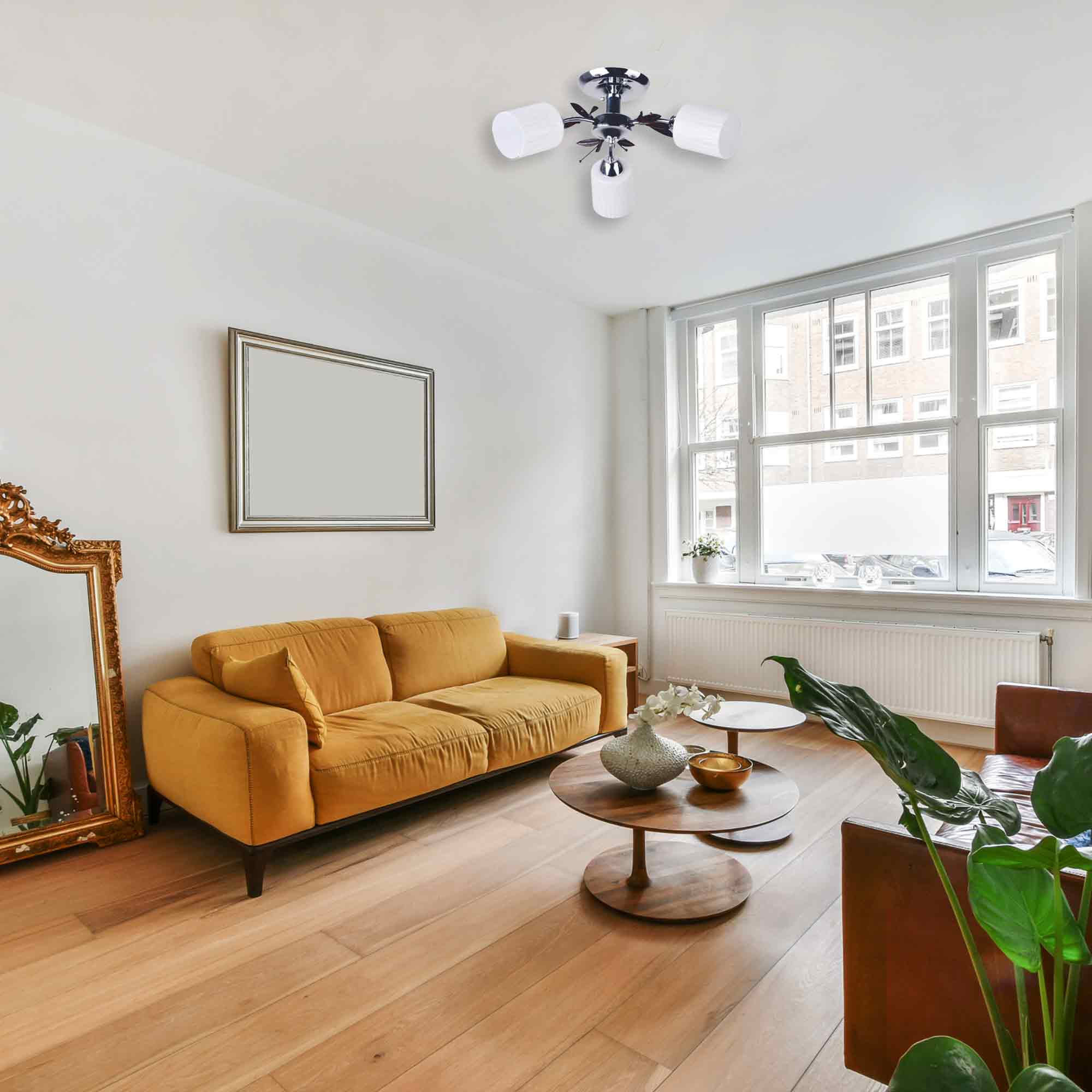 Lustra, Crom/Alb, 60 W, 3 x E27 Malva