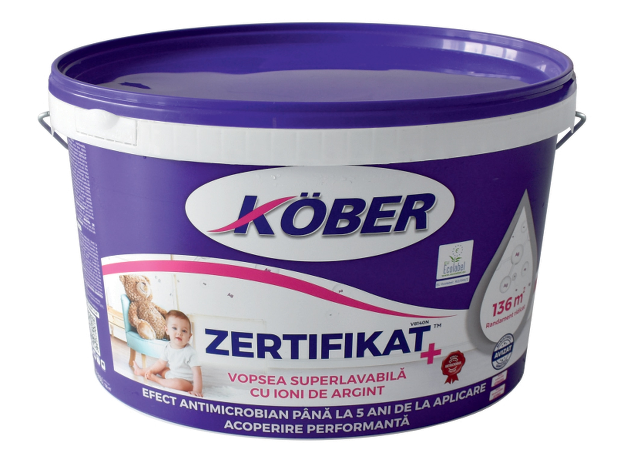 Vopsea lavabila Kober Zertifikat, alb, 8.5 L, Interior
