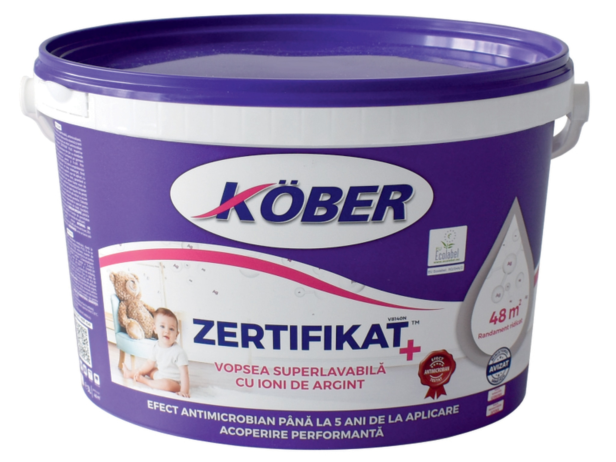Vopsea lavabila Kober Zertifikat, alb, 3 L, Interior