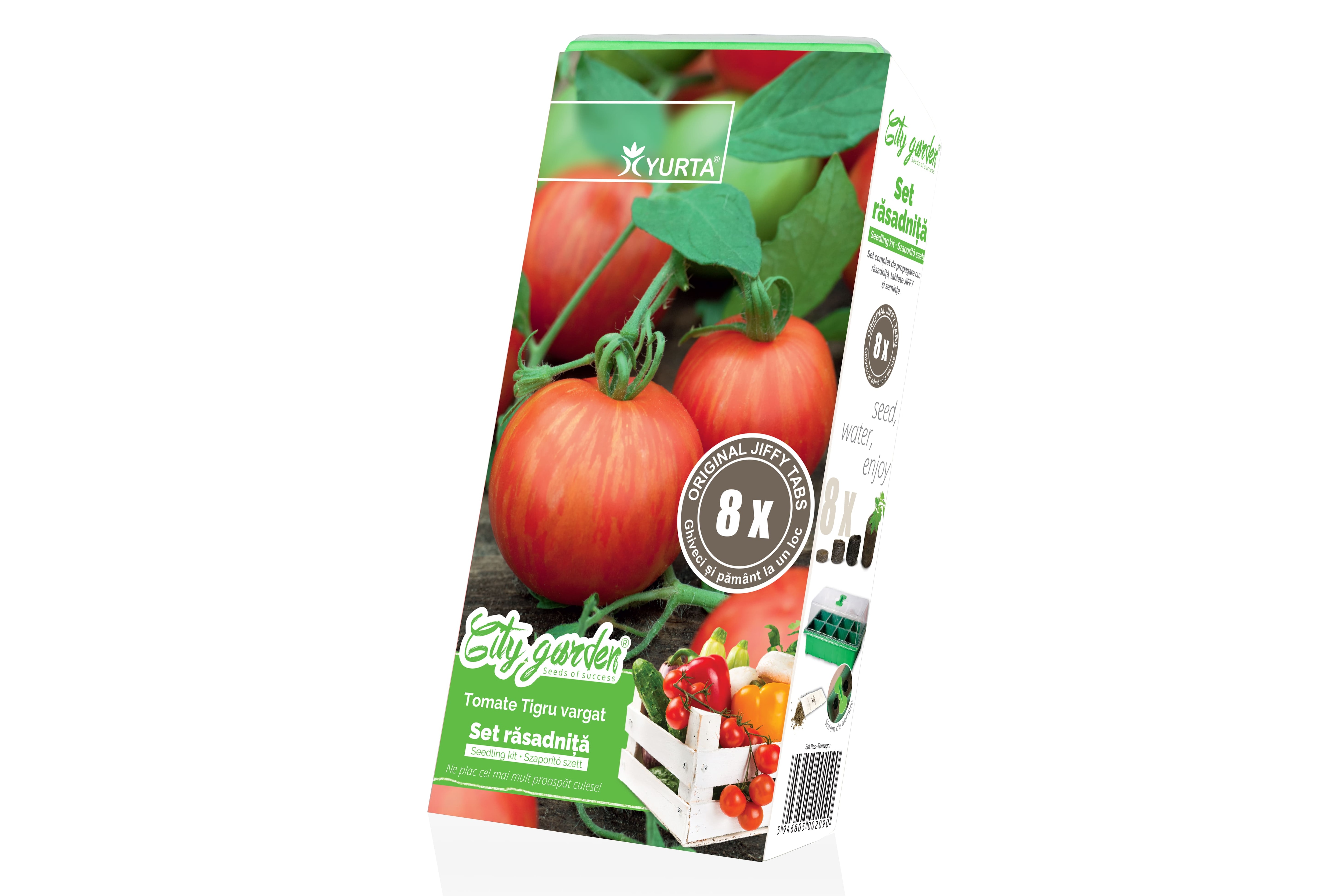 Kit rasadnita medie, tomate tigru vargat  Yurta City Garden