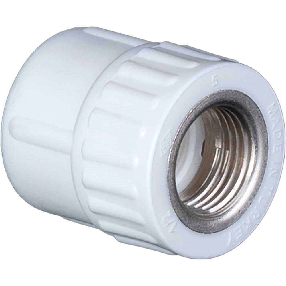 Racord hexagonal, 40 mm x 11/4'' FE, polipropilena, alb