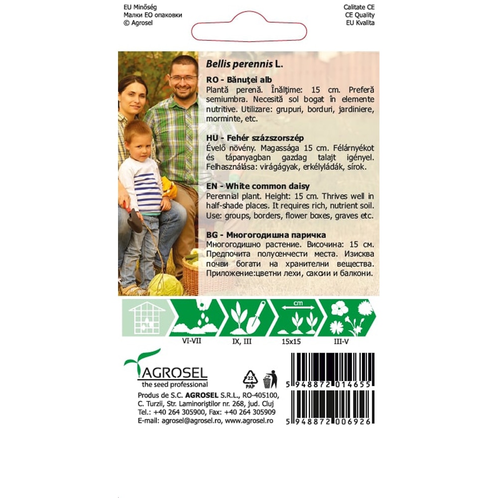 Seminte flori Banutei dublu melanj AGROSEL, 0.3 g