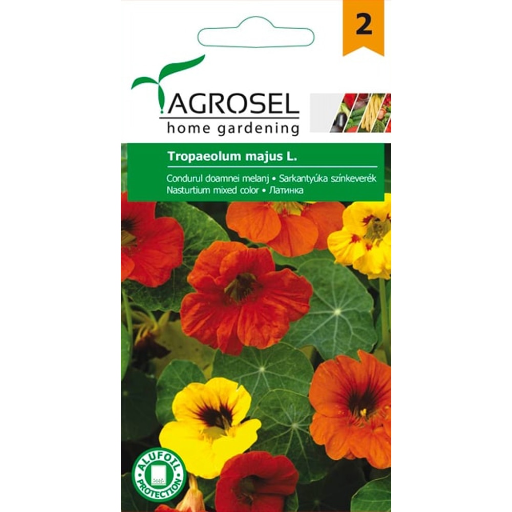 Seminte flori Condurul doamnei (Tropaeolum majus) AGROSEL, 5 g