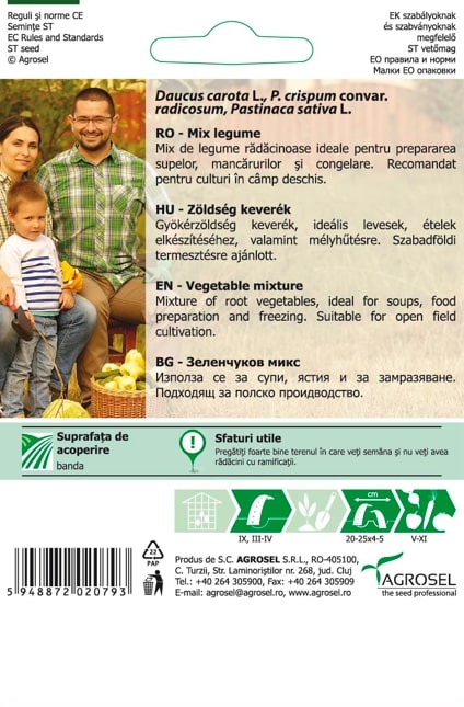 Seminte mix legume (Nantes 2, Felhosszu, White gem) AGROSEL, 5.15 g