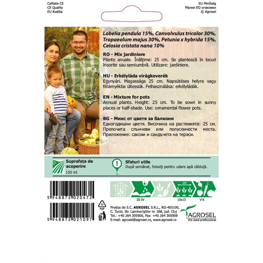 Seminte flori amestec pentru jardiniere AGROSEL