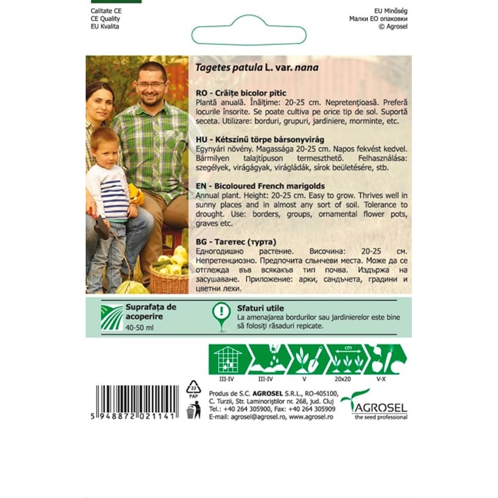 Seminte de flori Craite bicolore AGROSEL, 1 plic