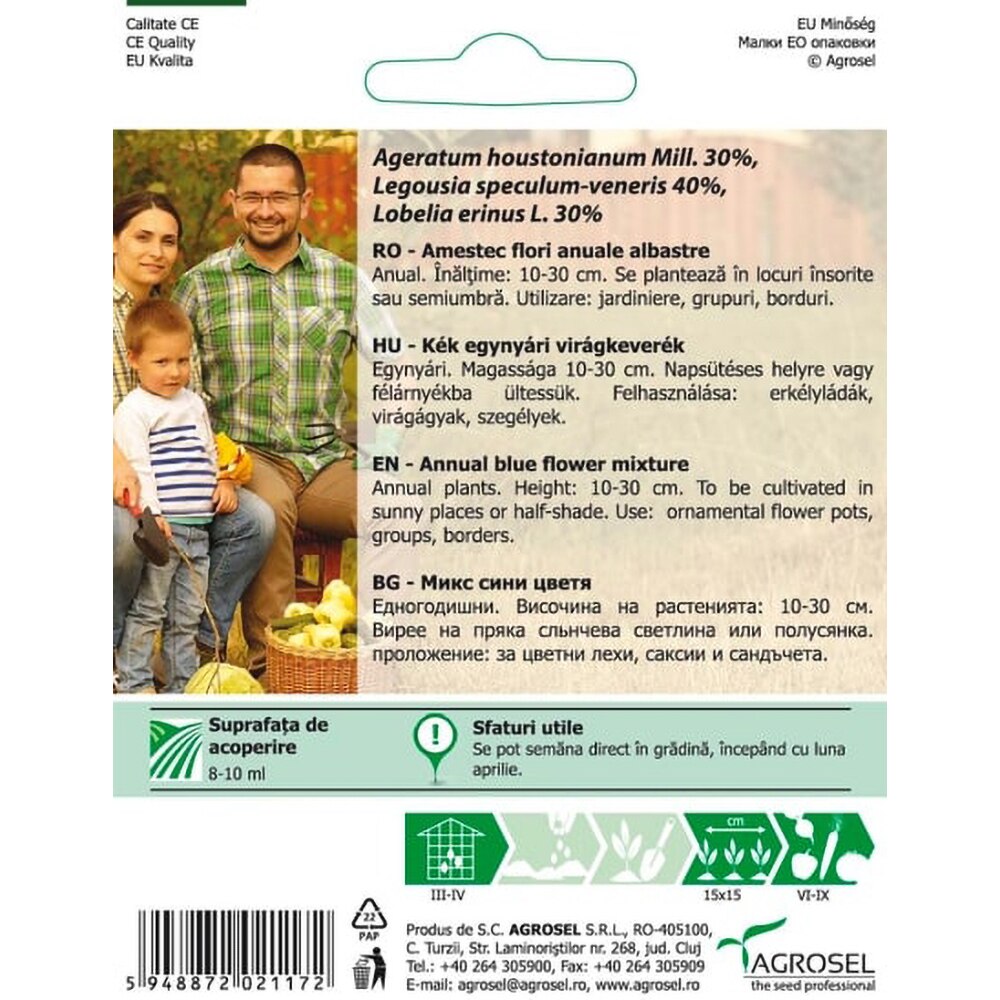 Seminte flori anuale AGROSEL, albastru, 2.5g