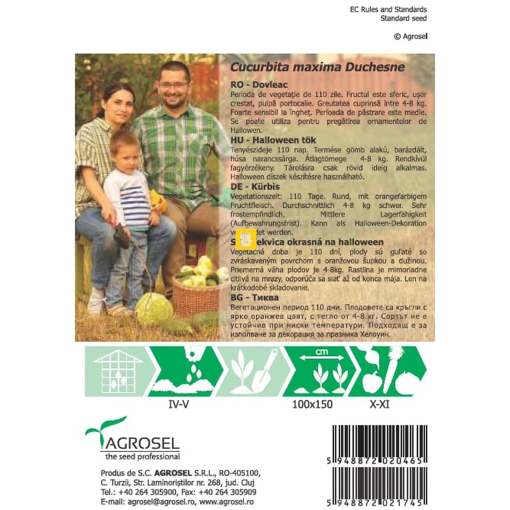 Seminte legume Dovleac Howden AGROSEL, 3g