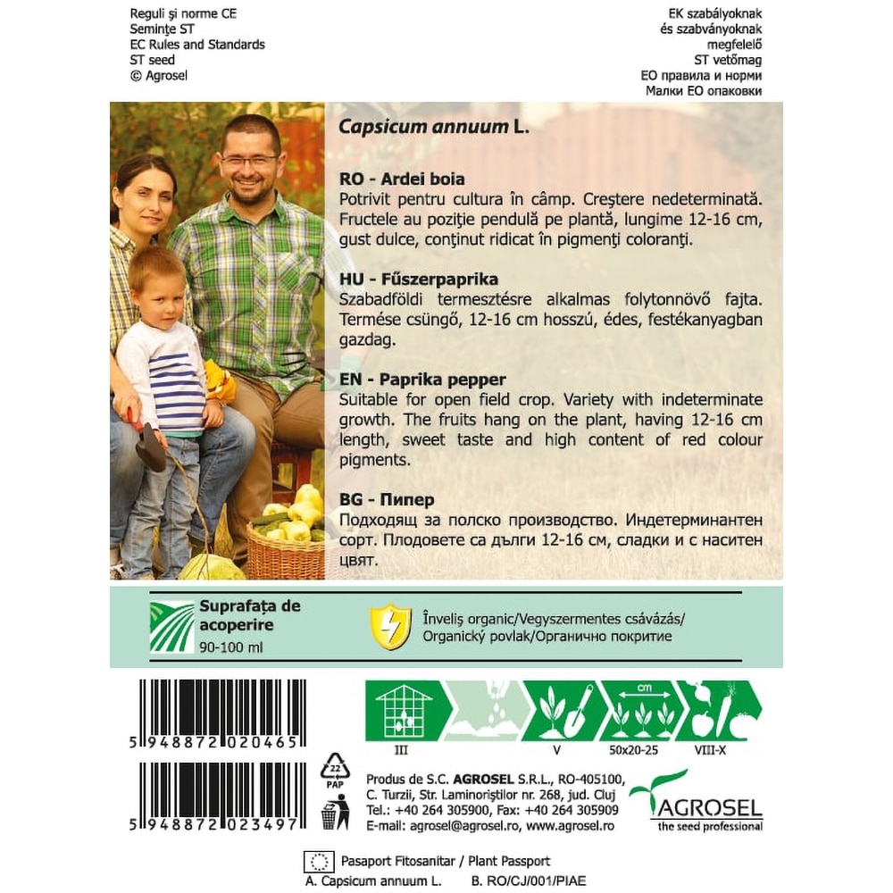 Seminte legume Ardei Boia Mihnea AGROSEL, 1.2g