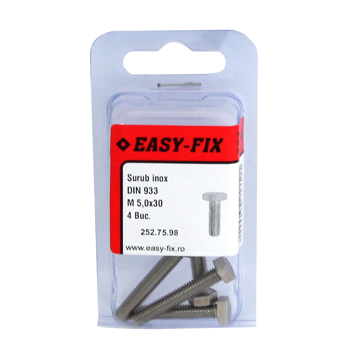 Suruburi cap hexagonal din 933, inox