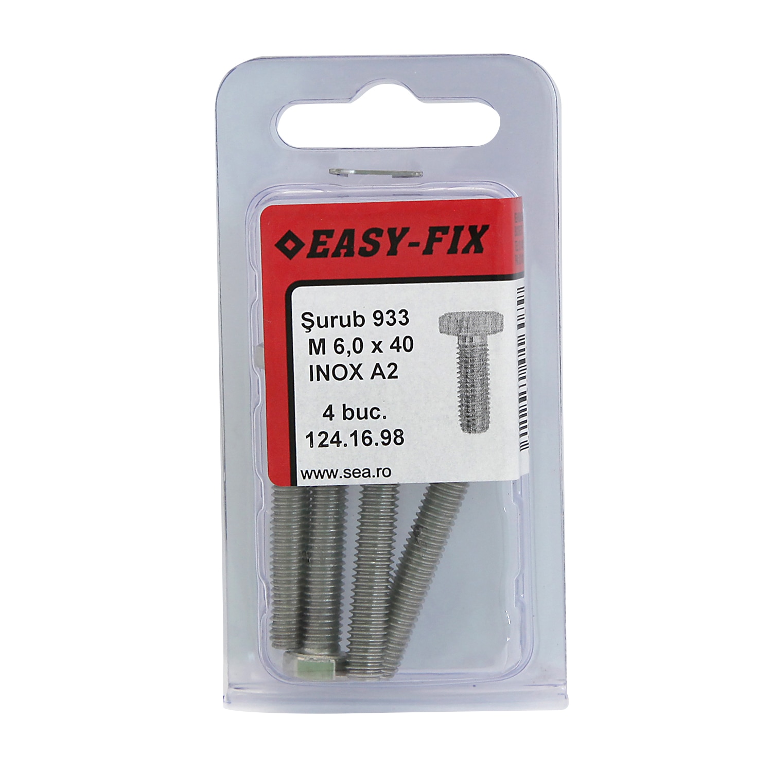 Suruburi cap hexagonal din 933, inox A2