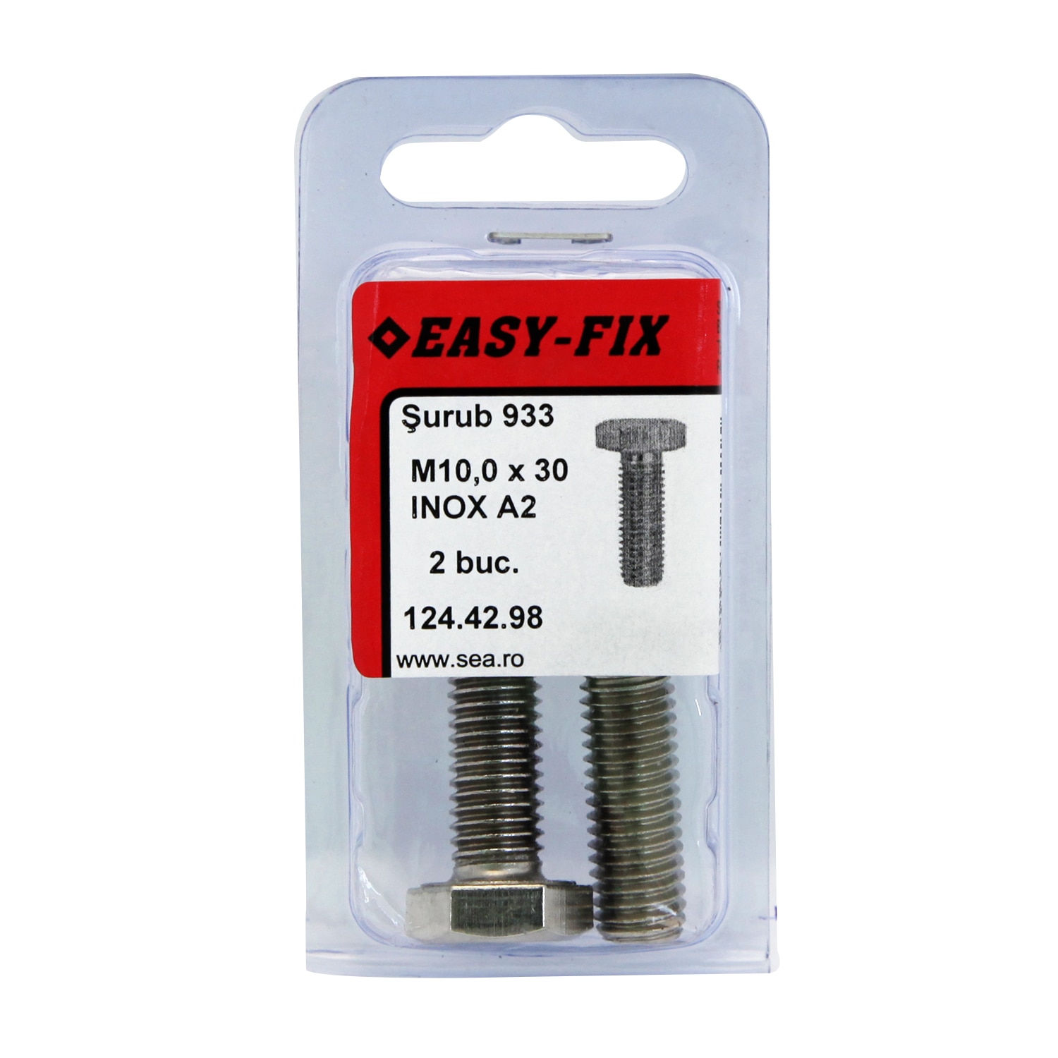 Suruburi cap hexagonal din 933, inox, 2 buc