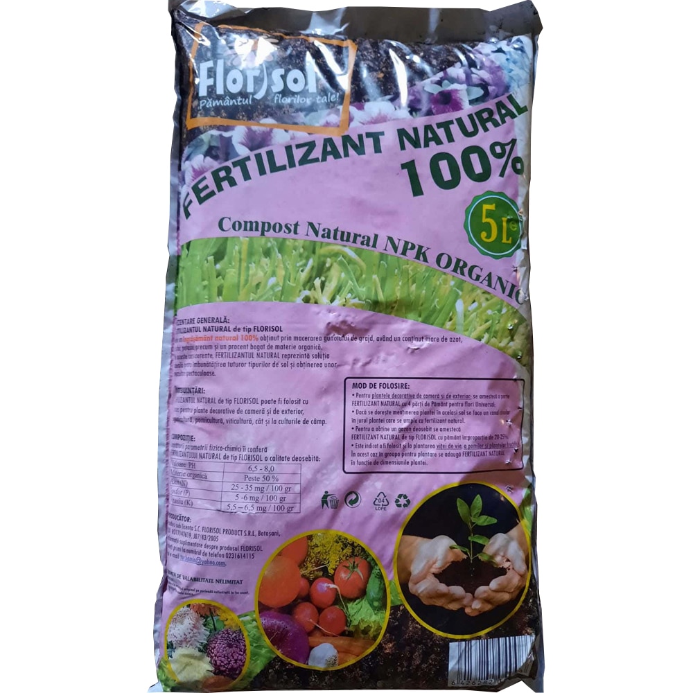 Fertilizant natural pentru plante de gradina Florisol, 5 l
