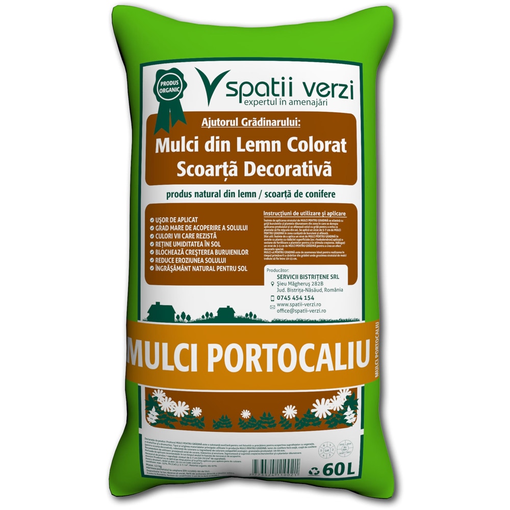 Mulci scoarta decorativa Spatii verzi, portocaliu, 60 L