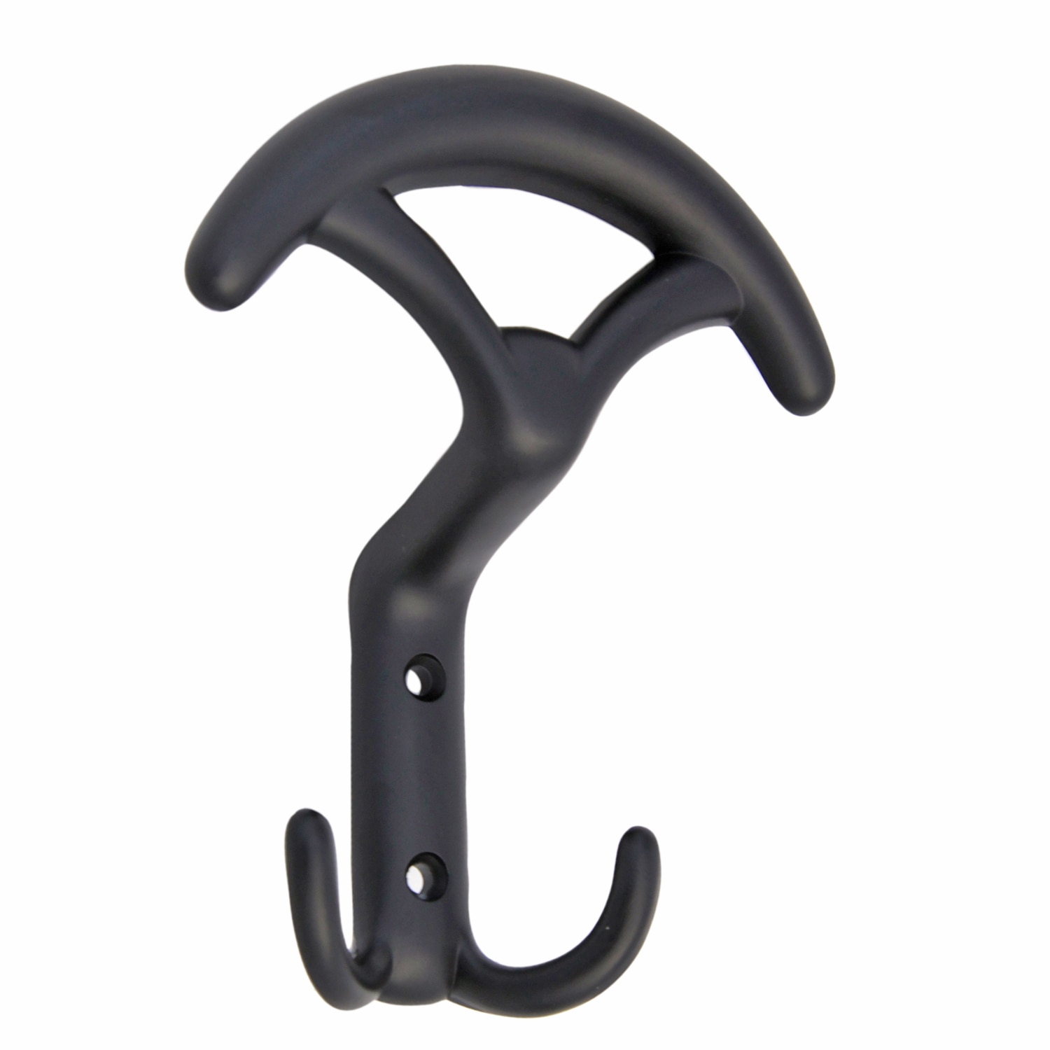 Cuier metalic, negru, doua carlige 