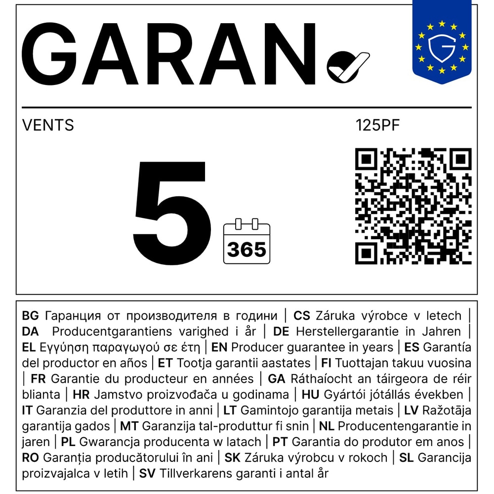 Ventilator pentru tavan VENTS, 16 W, 125 mm, alb