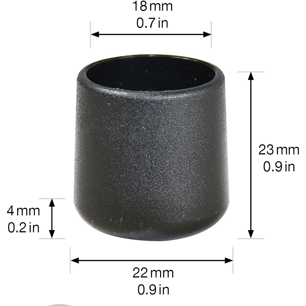 Patina picior mobila, 18 mm, 4 bucati, negru