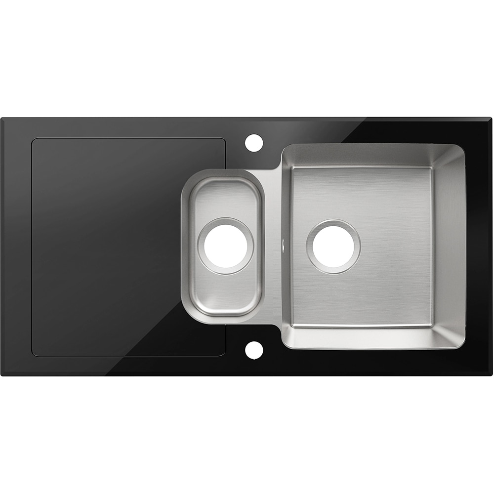 Chiuveta bucatarie COOKE & LEWIS Christianna, 1 1/2 cuve, picurator reversibil, inox, negru