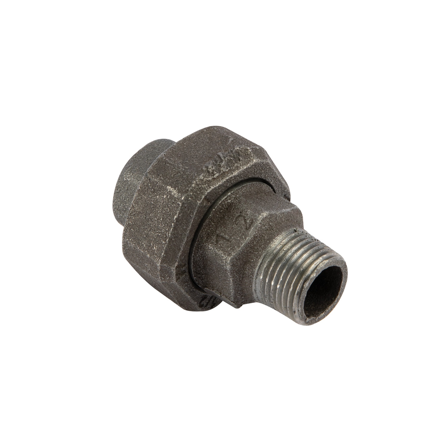 Olandez drept fonta maleabila, negru, racord 1/2, filet exterior