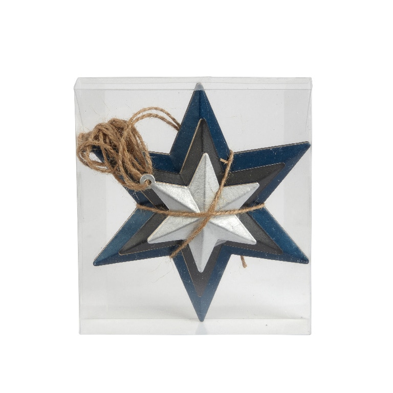 Set 12 Decoratiuni Stea pentru brad Craciun, 6 x 12 cm, metal, multicolor