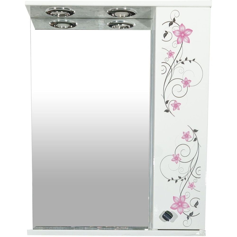 Oglinda baie cu dulap SANITOP Print, 54 x 16 x 68 cm, iluminare LED, alb