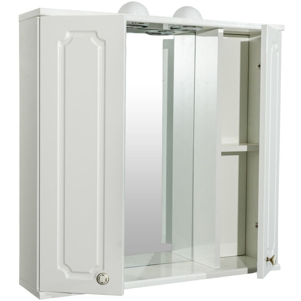 Oglinda baie cu dulap SANITOP Rustik Antik 2D, 80 x 16 x 73 cm, iluminare LED, alb