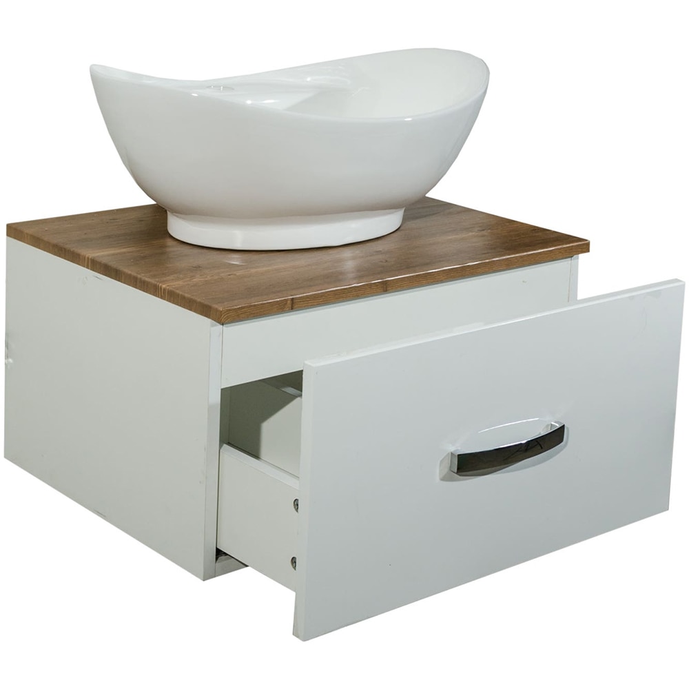 Set masca si lavoar Daphne, 60 x 46 x 31 cm, alb-maro