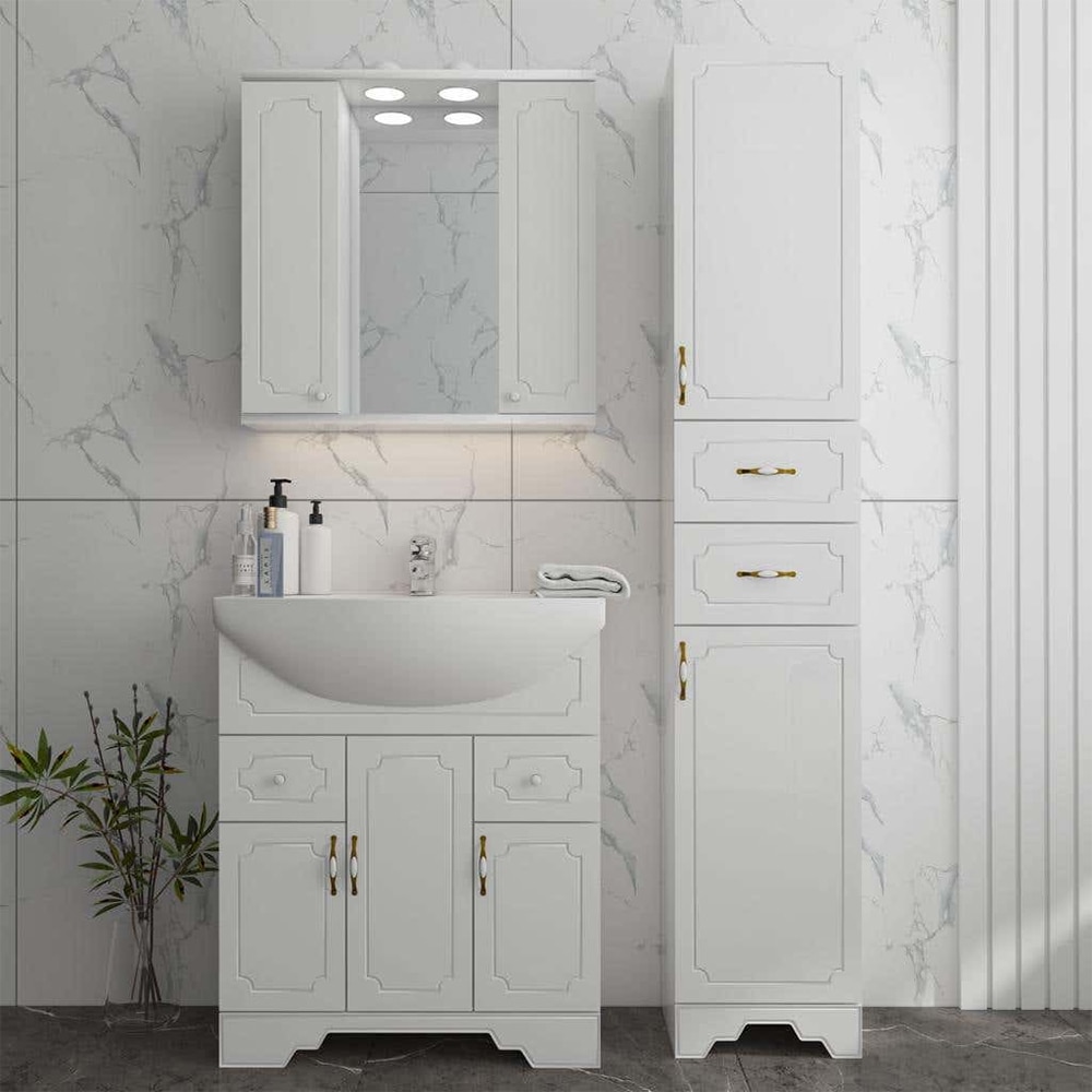 Set masca si lavoar Rustik Antik, 77 x 35 x 81 cm, alb