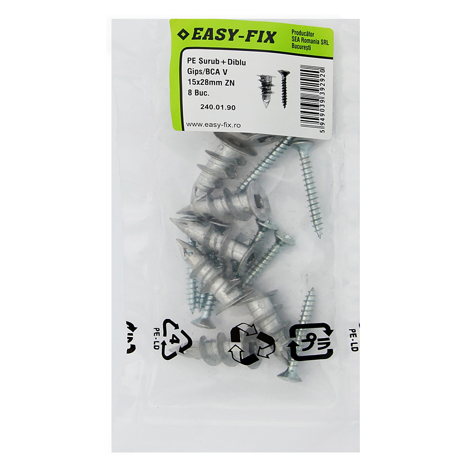 Set surub si diblu g bca v 15x28mm 8buc