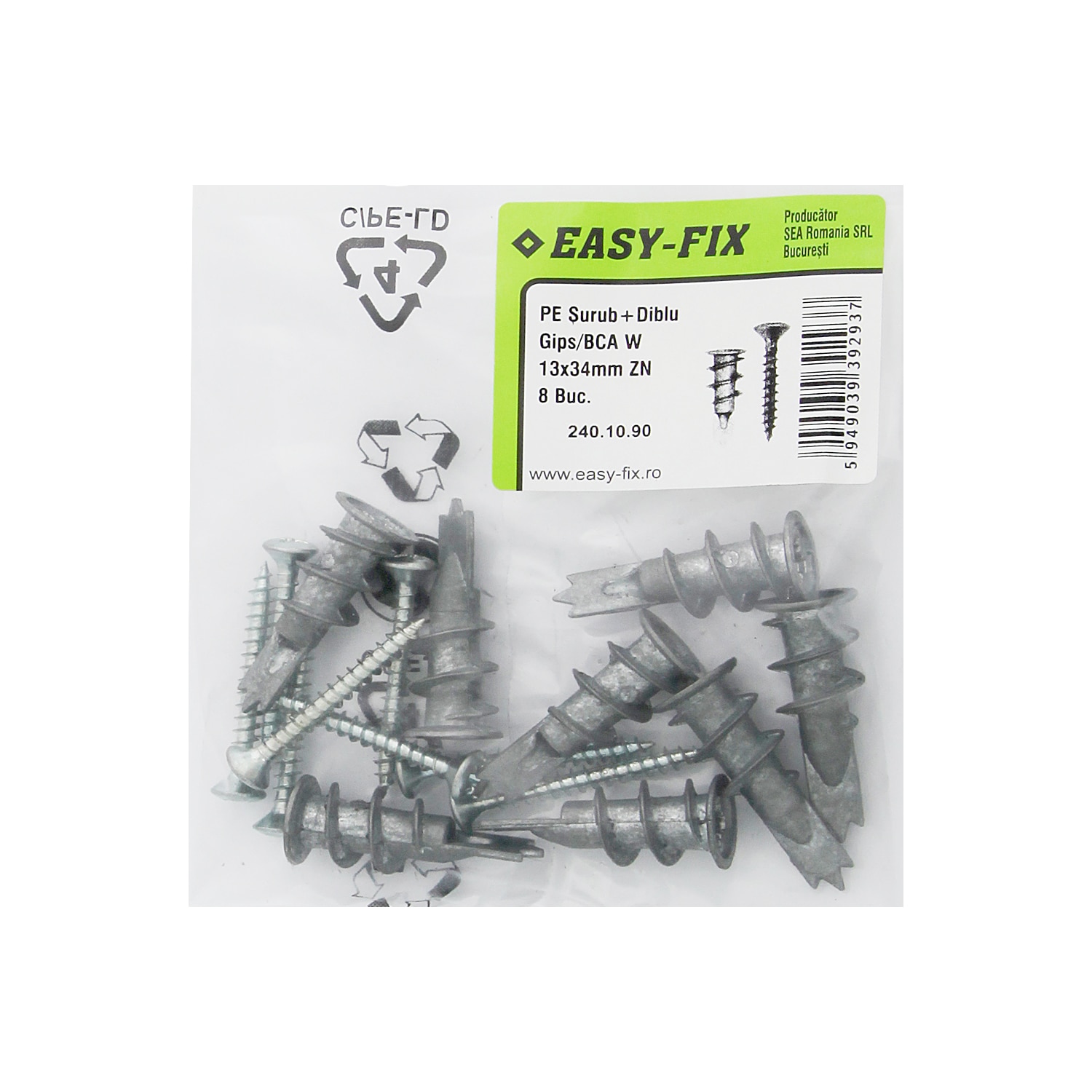 Set surub si diblu g bca w 13x34mm 8buc