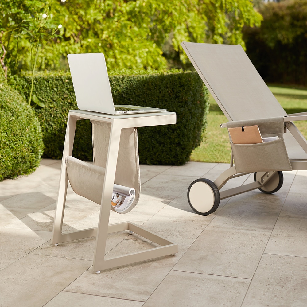 Masa terasa GOODHOME Santorin, aluminiu, 40 x 38 x 56 cm, bej