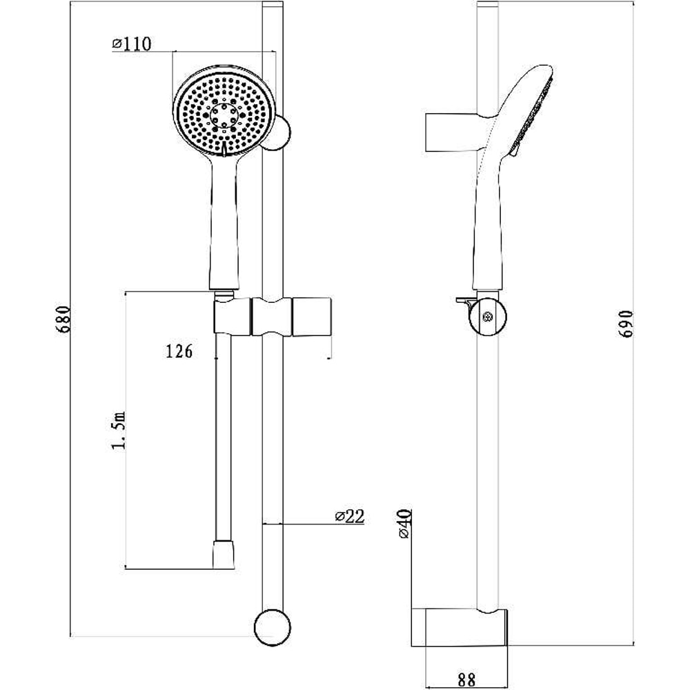 Set dus GOODHOME Cavally, 1 functie, negru