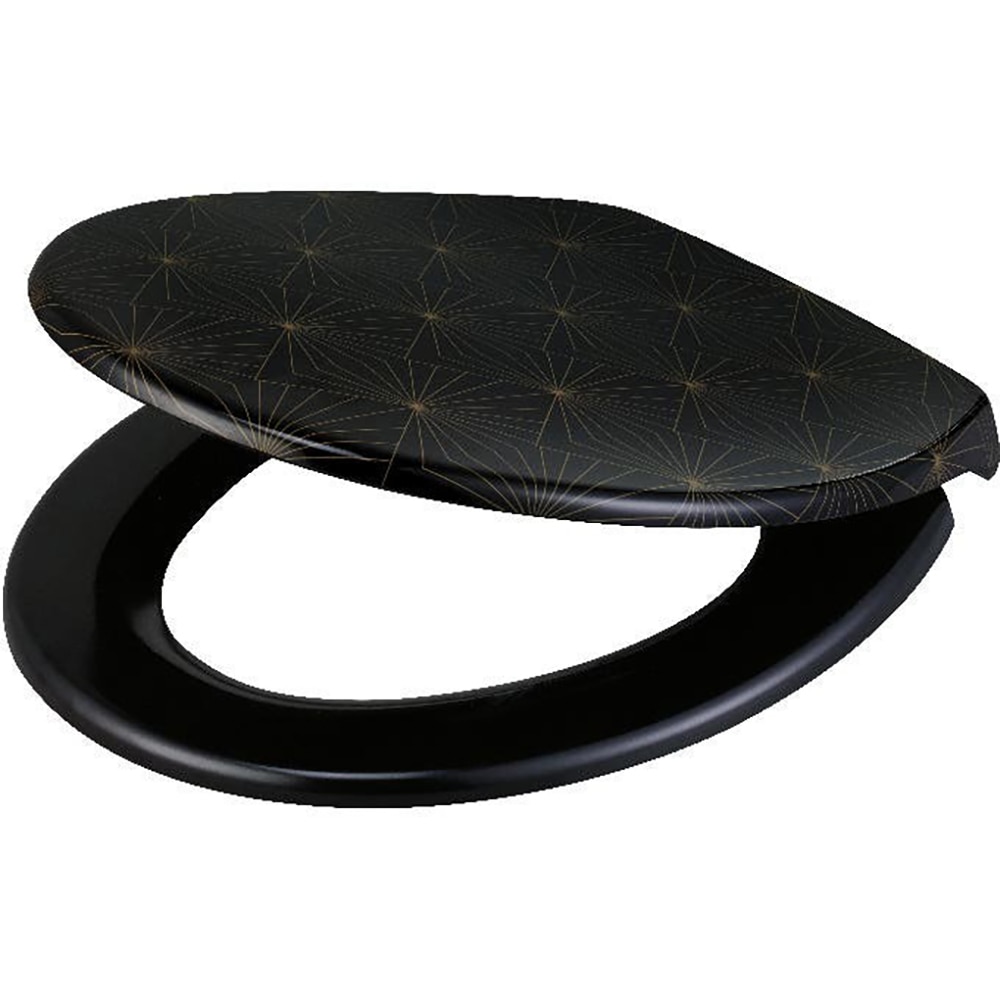 Capac WC GOODHOME Diani, inchidere lenta, plastic, negru/auriu