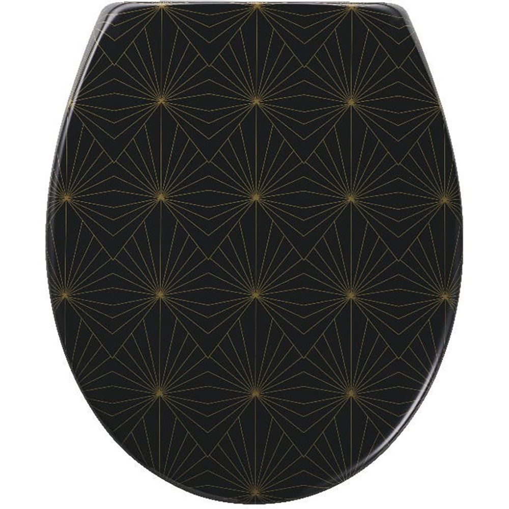 Capac WC GOODHOME Diani, inchidere lenta, plastic, negru/auriu