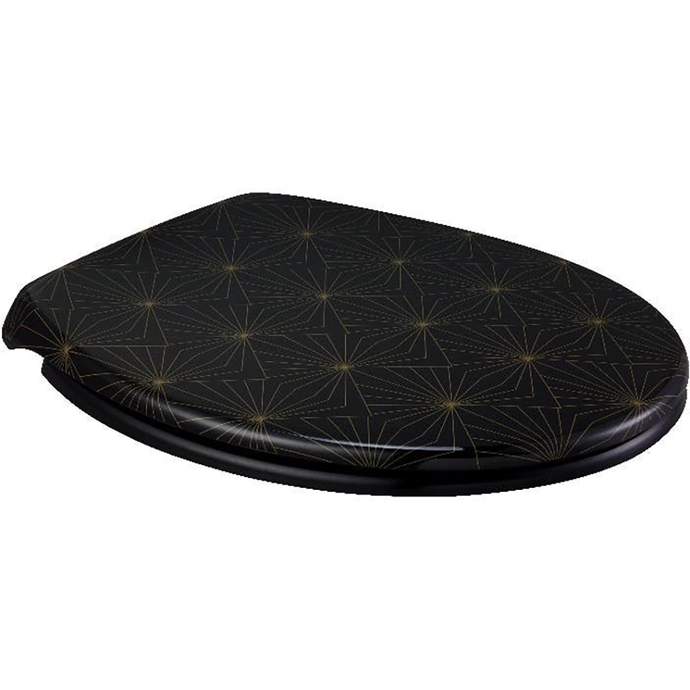 Capac WC GOODHOME Diani, inchidere lenta, plastic, negru/auriu