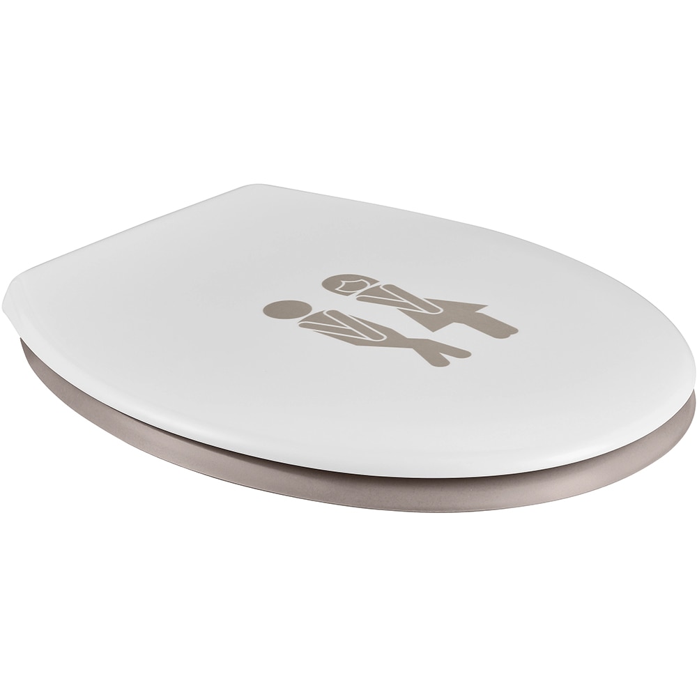 Capac WC GOODHOME Genoa, inchidere lenta, plastic, alb/gri