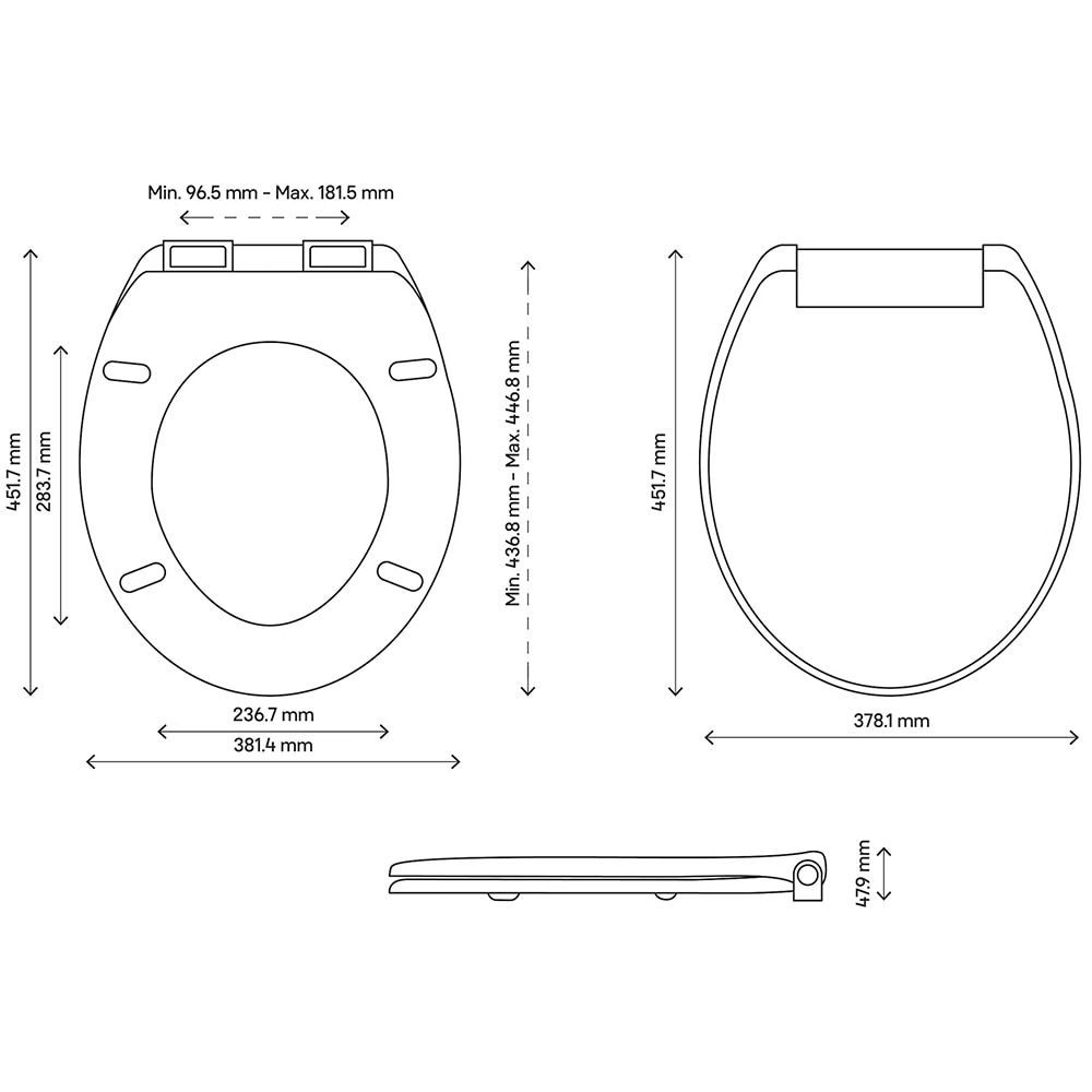 Capac WC GOODHOME Genoa, inchidere lenta, plastic, alb/gri