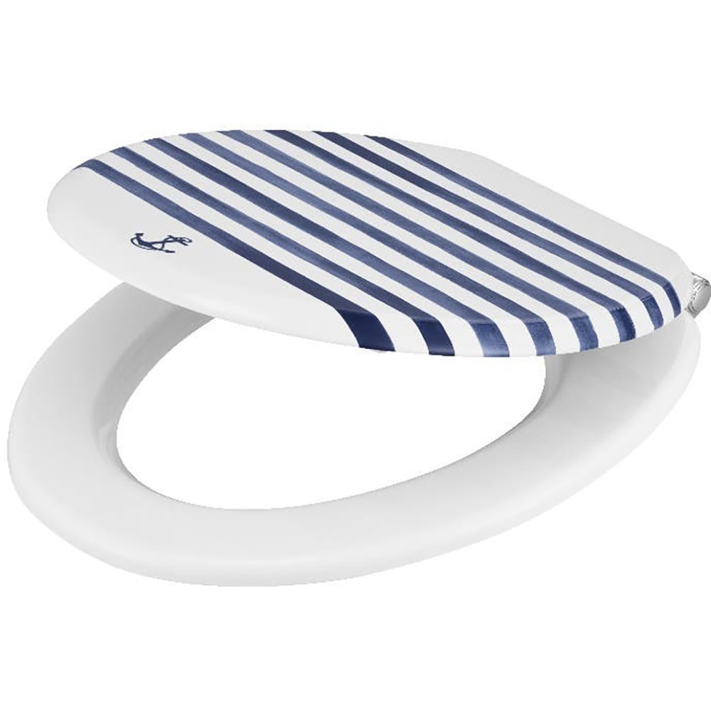 Capac WC GOODHOME Pilica, inchidere lenta, MDF, alb/albastru