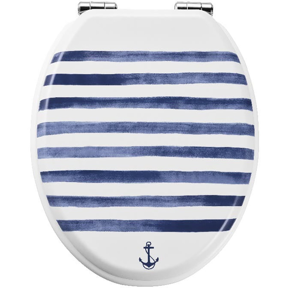 Capac WC GOODHOME Pilica, inchidere lenta, MDF, alb/albastru