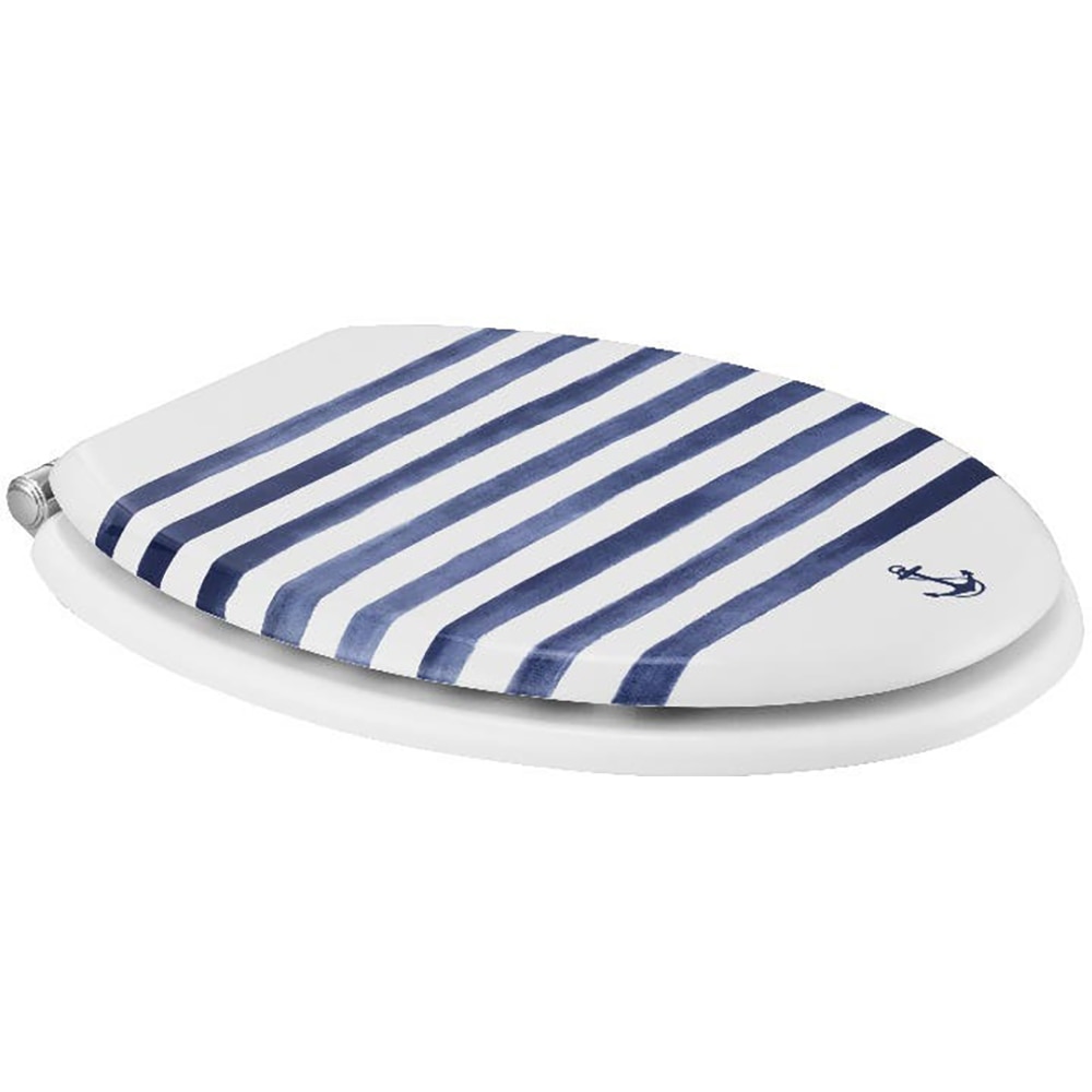 Capac WC GOODHOME Pilica, inchidere lenta, MDF, alb/albastru