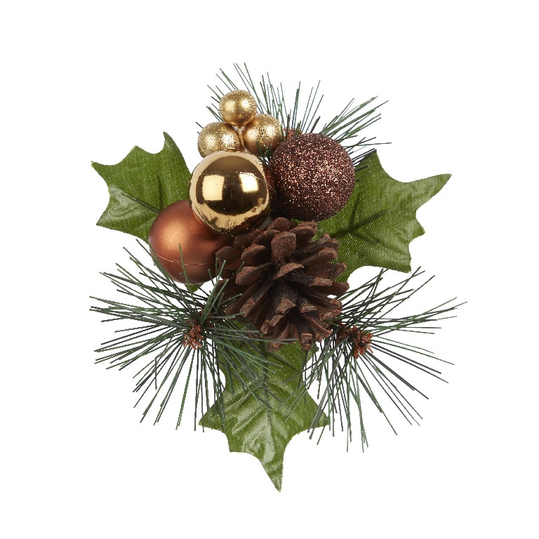 Decoratiune Craciun, plastic, 14 cm, verde-maro