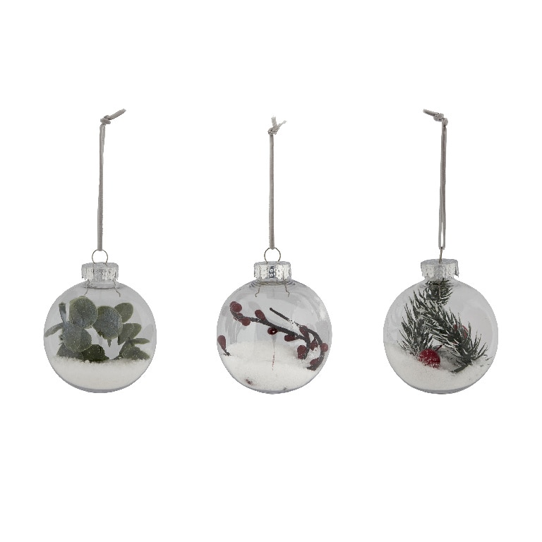 Set globuri de Craciun, 8 cm, 3 bucati, transparent